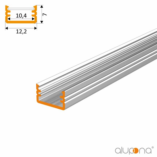 12x7mm in weiß eloxiert 1m ALU Profil SLIM-8 klarer Abdeckung 