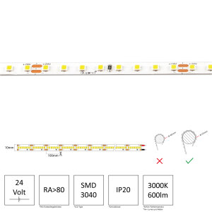 LED Streifen | 24V | 4,8 W/m | 600 lm/m | IP20 | 60 Leds m | 10cm teilbar |