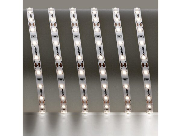 LED Streifen | 12 V | 4,8 Watt | 60 LED/M | 450 Lumen/M | IP00 | warmweiss | 1m | Anschlusskabel ca. 15 cm