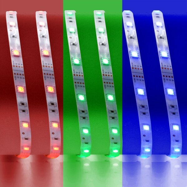 LED Streifen | 12 V | 7,2 Watt | 90 LED/M | RGB | IP65 | 1m | Anschlusskabel ca. 100 cm