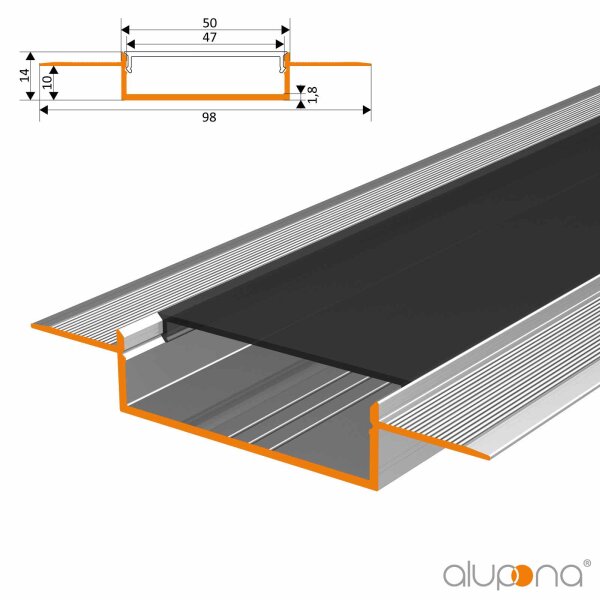 KIZAR50 ungestanzt 200 cm Abdeckung schwarz