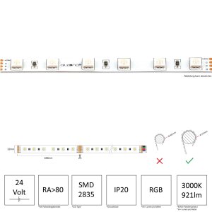 LED Streifen | 24 V | 19,2Watt | 60  LED/M | RGBW | IP20 |
